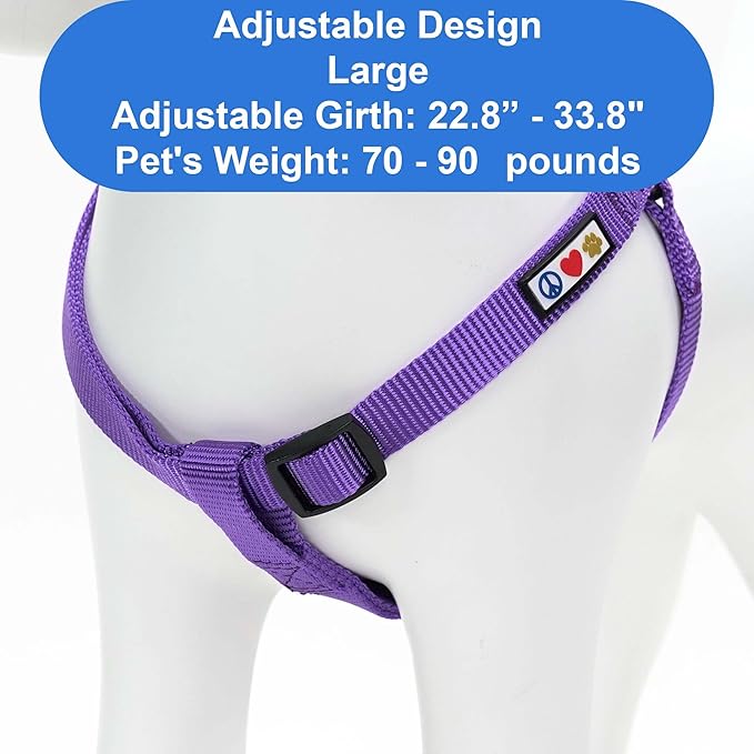 Pawtitas Solid Step-in Dog Harness – Adjustable No-Pull Vest for Puppies to Seniors, Safe & Comfortable L Purple