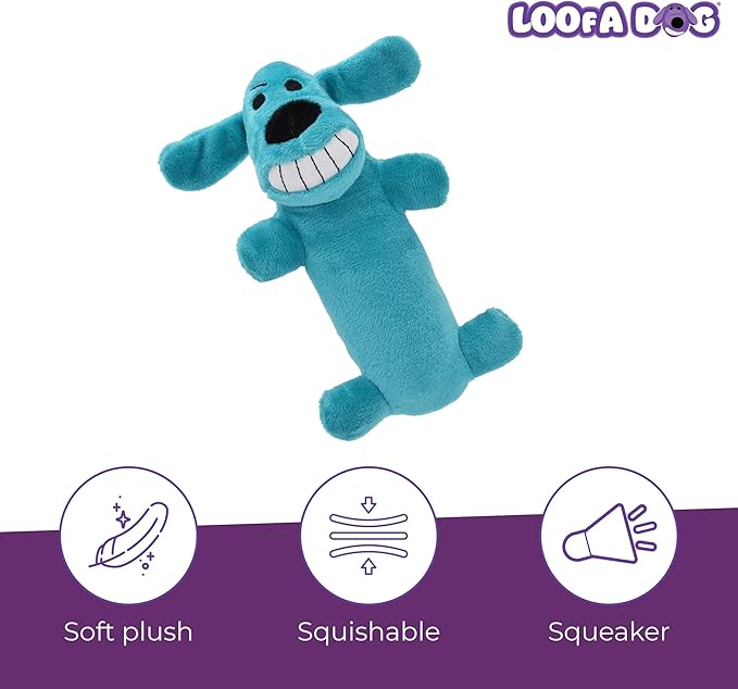 Multipet Original Loofa Dog Plush Toy - Squeaky Toy for All Dogs - Extra Soft Plush - Stuffed Animal Dog Toys for Playing (1 Count, 6”, Random Color Surprise)