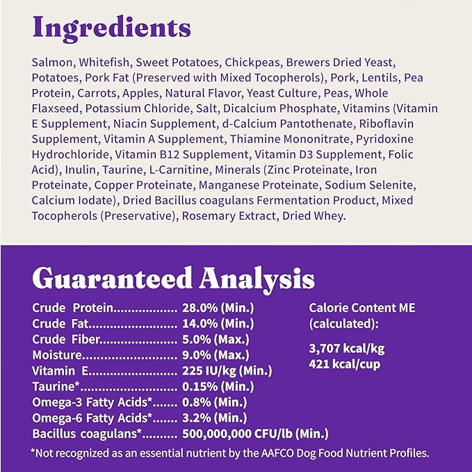 Halo Holistic Small Breed Dog Food, Wild Caught Salmon & Whitefish Recipe, Grain Free Dry Dog Food, For Healthy Weight Support, 10 lb Bag