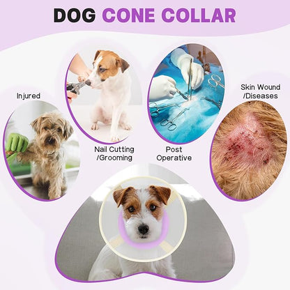 Soft Dog Cone Collar to Stop Licking-Adjustable Comfortable Mesh Recovery Collars After Surgery for Small Miniature Dogs, Alternative to Plastic Elizabethan Collar for Neuter Incision Care (Purple,L)