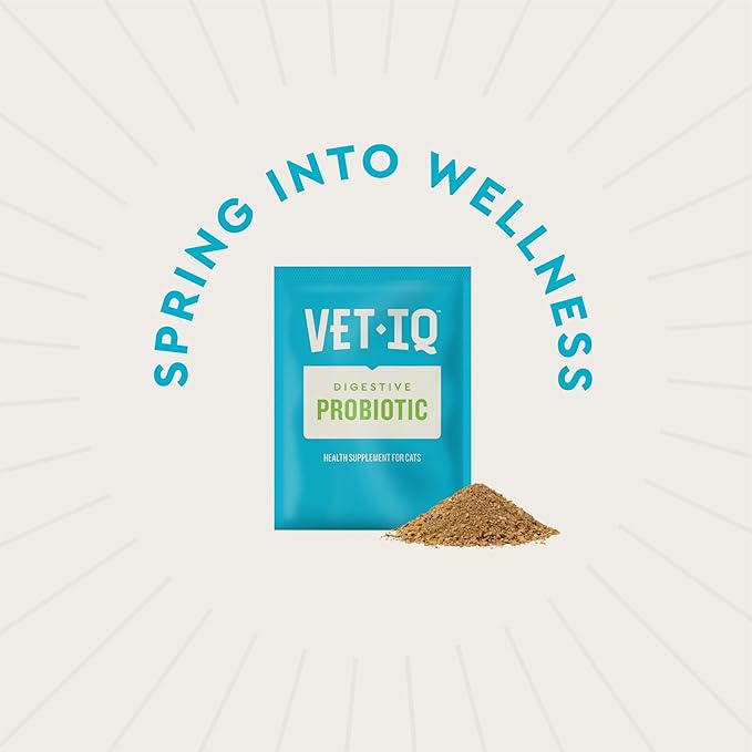 VetIQ Cat Probiotic Powder, Treats Diarrhea and Food Sensitivity, Chicken Flavored Single-Serve Packets for Indoor/Outdoor Use, 30 Count