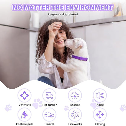 Calming Collar for Dogs 4 Pack, Purple Dog Calming Collar for Anxiety & Stress Relief, Pheromone Dog Collar for Small Medium Large Dogs, Long‑Lasting 60 Days