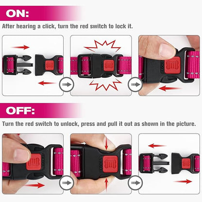 Joytale Martingale Collar for Dogs, Reflective Heavy Duty for Safety, Quick Release Buckle, Adjustable Nylon Collars for Large Dogs Walking Training, Hotpink,L