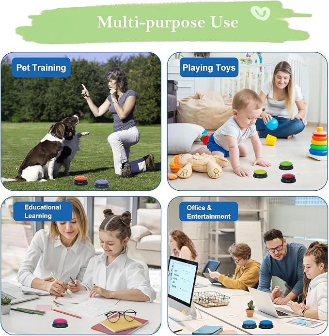 Gelabur Set of 8 Dog Buttons for Communication, Voice Recordable Buttons for Classroom, Dog Training Talking Buttons Starter Set, Pet Easy Speaking Buttons Tools