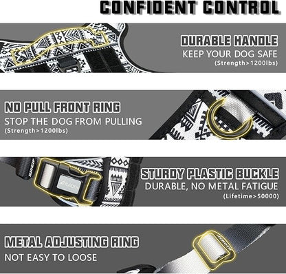 AUROTH Tactical Dog Harness for Large Dogs No Pull Adjustable Pet Harness Reflective K13 Working Training Easy Control Pet Vest Military Service Dog Harnesses