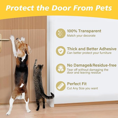 yongjoy Door Protector from Dog Scratching - Cat Scratch Door Frame Single Side Adhesive Protector Anti Dog Scratch Door Guard for Dogs Clear - 394" x 8.2"