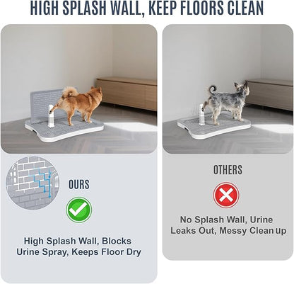 Pee Pad Holder, Indoor Dog Potty for Dogs, Puppy Pad Holder, Puppy Potty Training Tray with Splash Wall & Center Post, 20.1"×15.4"