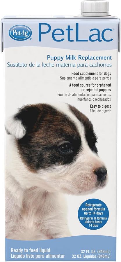 Pet-Ag PetLac Liquid for Puppies - 32 oz - Ready-to-Feed Milk Replacement for Puppies Newborn to Six Weeks Old - Easy to Digest
