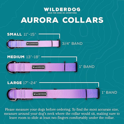 Wilderdog Waterproof Dog Collar - Repels Water & Dirt - Medium 13"-18" - Aurora