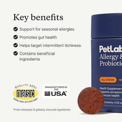 PetLab Co. Allergy & Immune Probiotics for Dogs, Support Seasonal Allergies, Gut & Digestive Health - Pork Flavor - 30 Soft Chews - Pack of 3