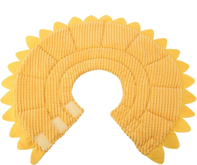 Cat Cone, Sunflower Shape Pet Elizabethan Collar, Adjustable Pet Collar for Cat Dog (Size 5, Neck Circumference 29-35cm, Yellow)
