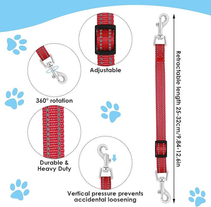 Cobee Dog Collar Clips, 2 Pcs Reflective Nylon Puppy Collar Backup, Safety Adjustable Pet Dog Harness Connector, Double Ended Backup Clasp Clip for Puppies(Red, Blue)