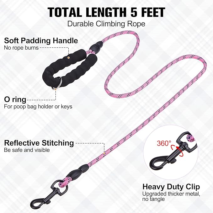 BEAUTYZOO Small Dog Harness and Leash Set, Step in No Choke No Pull Soft Mesh Dog Harnesses Reflective for Small Medium Puppy Dogs and Cats, Plaid Dog Vest Harness for S M Pets, Light Pink S