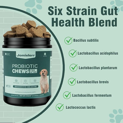 Probiotics for Dogs, 200 Soft Chews, Support Gut Health, Diarrhea Relief, Seasonal Allergies, Dog Probiotic Chews for Itchy Skin & Dog Yeast Infection, Chicken Flavor