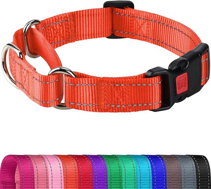 Joytale Martingale Collar for Dogs, Reflective Heavy Duty for Safety, Quick Release Buckle, Adjustable Nylon Collars for Small Dogs Walking Training, Orange,S