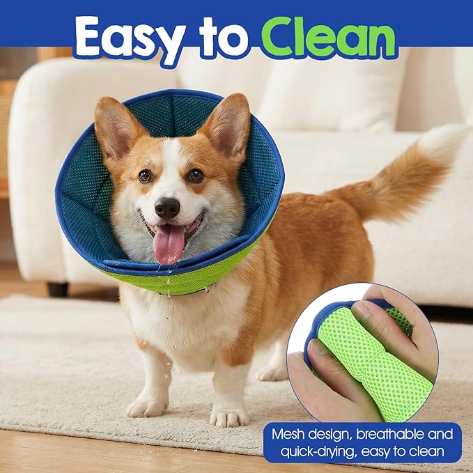 Soft Cone Collar for Dogs (Size M), Adjustable Breathable E-Collar for Mild Care, Fits Neck 11.8-15in (30-38cm), Post-Surgery Recovery for Small to Medium Dogs
