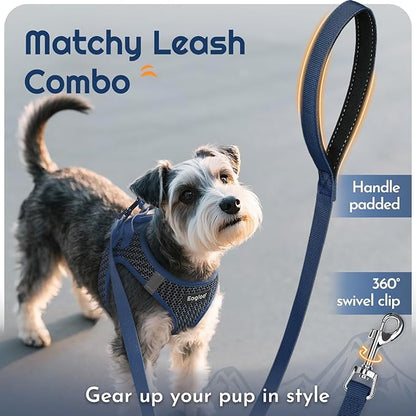 Eagloo Small Dog Harness and Leash Set, Step in Puppy Vest with Breathable Soft Mesh, Walking Reflective Pet Harness for Medium Small Dogs, Navy Blue, M