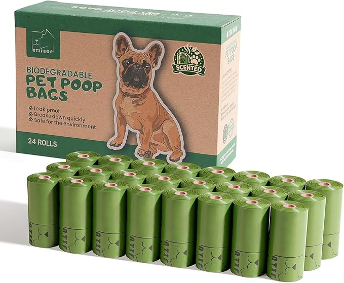 ATIFBOP Biodegradable Dog Poop Bags Rolls 360 Count Scented, Leak Proof and Extra Thick Waste Bag Refill (Scented)