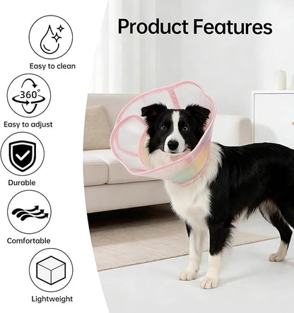 Touchdog Soft Dog Cone Collar,Waterproof & Foldable Elizabethan Collar for Dogs After Surgery, No Lick Recovery E-Collar, Comfortable Protective Cone Alternative for Small Medium Large Dogs (Pink, L)