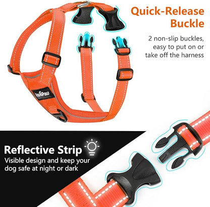 VavoPaw Dog Seat Belt Harness for Car, Dog Car Harness Adjustable Mesh Breathable & Dogs Seatbelt Safety Tether with Elastic Bungee for Small Medium Large Pets(Orange, S)