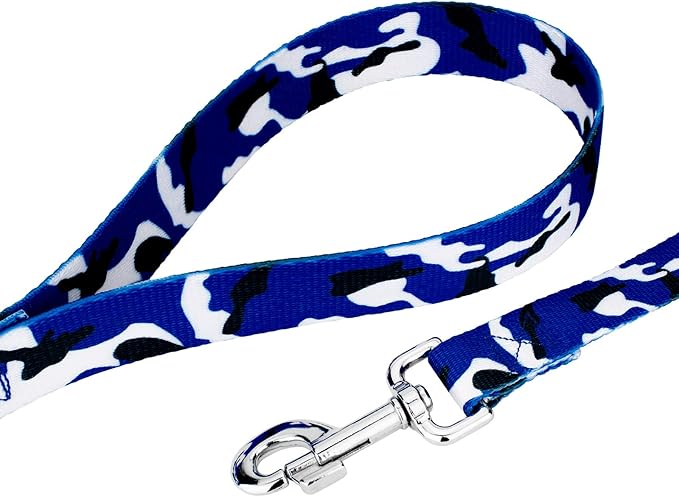 Country Brook Petz - Royal Blue and White Camo Everyday Dog Collar and Leash Limited Edition - Sports and Athletics Collection Featuring Spirited Designs (1 Inch, Medium)