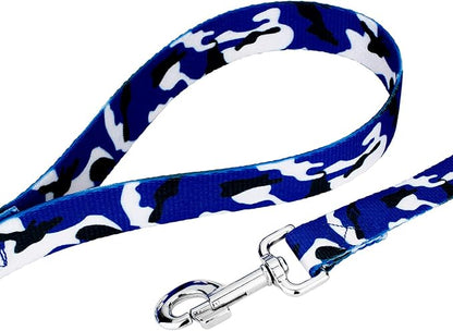Country Brook Petz - Royal Blue and White Camo Everyday Dog Collar and Leash Limited Edition - Sports and Athletics Collection Featuring Spirited Designs (1 Inch, Extra Large)