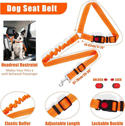 No Pull Dog Harness Adjustable Collar & Leash Set - Dog Halter Harnesses Collapsible Bowls & Poop Bag Dispenser Muzzle ID Tags Toys Fits Small Medium Large Dogs (Orange-M)