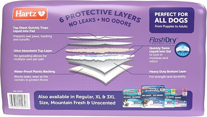 Hartz Home Protection Super Absorbent Odor Eliminating Lavender Scented No Leak Dog Pads, XXL 40 count
