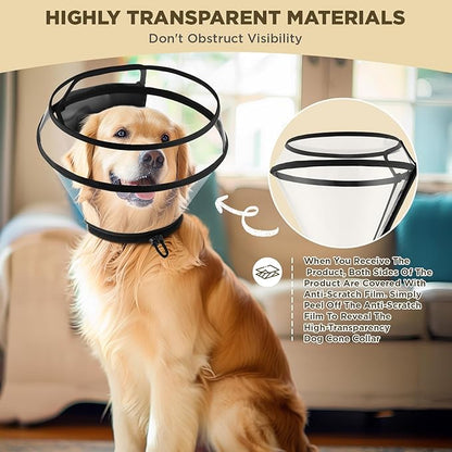 Dog Cone Collar for After Surgery,Transparent Dog Cones Alternative for Small Large Medium Size Dogs,Adjustable Depth Pet Recovery Collars,Elizabethan Collar for Dogs Stop Licking Wound(XXXL)