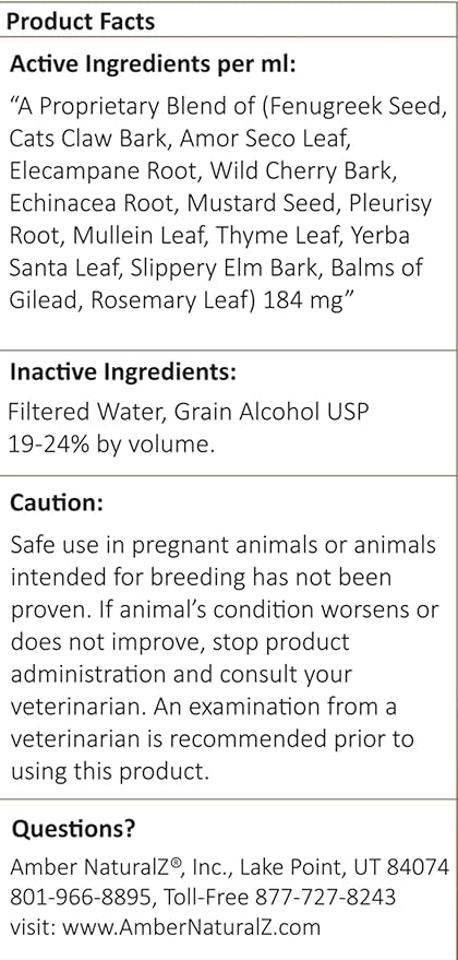 Amber NaturalZ Numo Care Respiratory Support for Dogs | Herbal Formula to Help Maintain Normal Lung Function, Clear Airways, and Immune Health | Natural Aid for Breathing Comfort 1 Fluid Ounce
