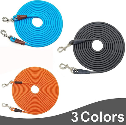 35FT Tie Out Rope Dog Leash, Long Tether 8-10-13-15-20-25-30-40-50-65 FT Heavy Duty Nylon Check Cord for Medium Large Dogs Outdoor Playing Camping Backyard (Black, 3/8")