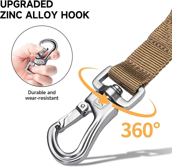 EXCELLENT ELITE SPANKER Tactical Bungee Dog Leash Military Adjustable Dog Leash Quick Release Elastic Leads Rope with 2 Control Handle(Coyote Brown)