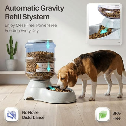 Flexzion Gravity Pet Feeder Food Dispenser (4-6 lb Size) for Dogs Cats Automatic Replenish Dry Food Storage Container Bowl for Small Medium Breed Dog Cat Animal Feeding Watering Fountain Supplies