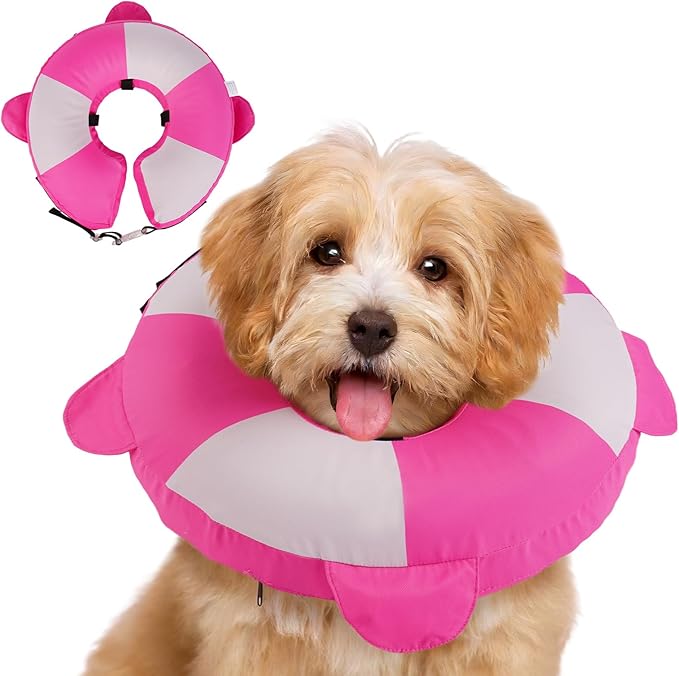 MIGOHI Soft Inflatable Dog Cone Collar,Lightweight Recovery Neck Donut Collar for Dogs After Surgery - Comfortable E-Collar for Small Dogs to Stop Licking Wounds, Dog Cats Spay & Neuter (S,Rosepink)