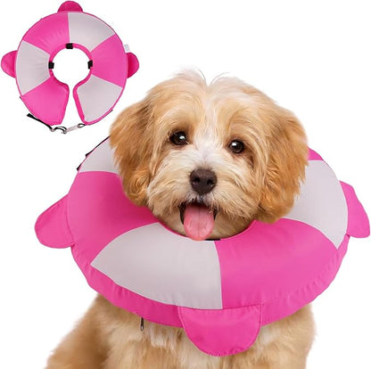 MIGOHI Soft Inflatable Dog Cone Collar,Lightweight Recovery Neck Donut Collar for Dogs After Surgery - Comfortable E-Collar for Small Dogs to Stop Licking Wounds, Dog Cats Spay & Neuter (S,Rosepink)