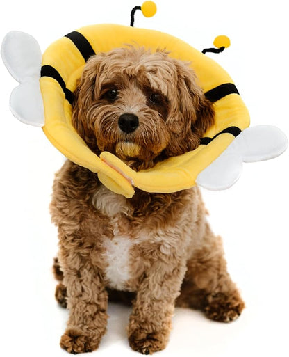 Soft Small Dog/Puppy/Cat Cone | Cute Bumblebee Cone for Small Dogs, Puppies & Cats After Surgery, Wound Care, Spay & Neuter | Dog Recovery Collar | 100% Polyester (Medium)