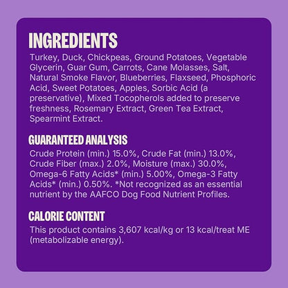 Wellness Rewarding Life Dog Treats, Training Treat, Grain Free, Soft Turkey & Duck (6 Ounce Bag)