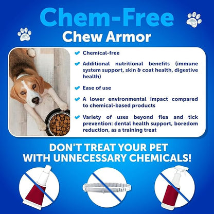 Flea and Tick Prevention for Dogs Chewables - Made in USA - Natural Flea and Tick Supplement for Dogs - 240 Immune Support Chews (2 Pack) - Vitamins B1, B6, B12 - All Breeds and Ages