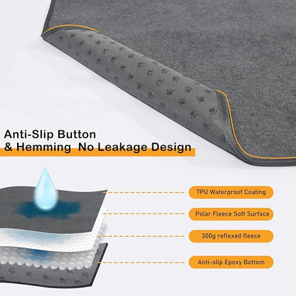LOOBANI Non-Slip Washable Pee Pad for Dogs, 1 Pack Extra Large Reusable Dog Mat for Floor, Fast Absorbent Pet Whelping Pads, Puppy Playpen Mat for Incontinence, Housebreaking, Crate, 52x82in, Gray