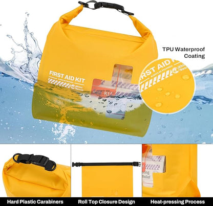 RHINO RESCUE Bundle - Pet First Aid Kit, Emergency Medical Supplies for Dogs & Cats, Safety Essentials Pack with Thermometer+Waterproof First Aid Kit, Lightweight Boat Dry Bag