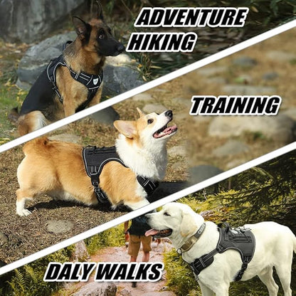 CBBPET Tactical Dog Harness for Small Medium Large Dogs No Pull Adjustable Harness Training Easy Control Pet Vest,Reflective Working Training (Black M(Neck:17-26,Chest:24-36))