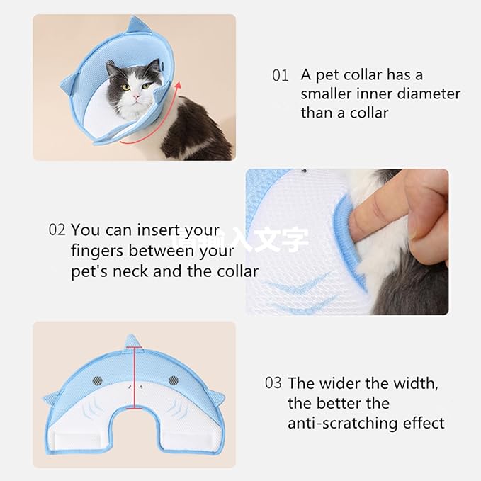 alfyng Elizabethan Dog Neck Collar Cute Shark Shape Dog Cone for Dogs Cats After Surgery Comfy Soft Pet Recovery Collar & Cone for Small Dogs Or Cats (S)