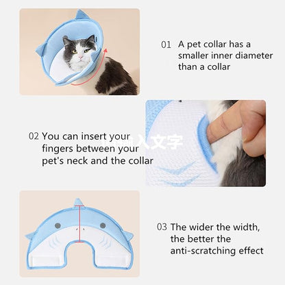 alfyng Elizabethan Dog Neck Collar Cute Shark Shape Dog Cone for Dogs Cats After Surgery Comfy Pet Recovery Collar & Cone for Small Dogs Or Cats (M)