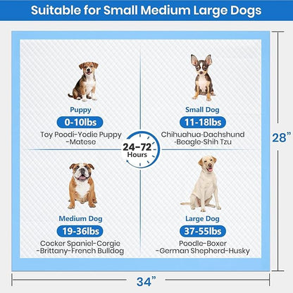 Gimars XL 6-Layer Ultra Absorbent 1200ml 48-Hour Leak-Proof Dog Pee Pads, Quick Dry Extra Large Puppy Pads for Puppy Training, Senior & Incontinent Dogs, Cats, Overnight Use, 28"x34", 30 Count