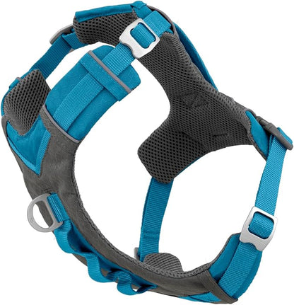Kurgo Journey Air Dog Harness - Secure Fit for Active Dogs - Padded Chest - Lightweight Ripstop Fabric - Breathable Mesh - Reflective Trim - Back Assist Handle - Blue - Large