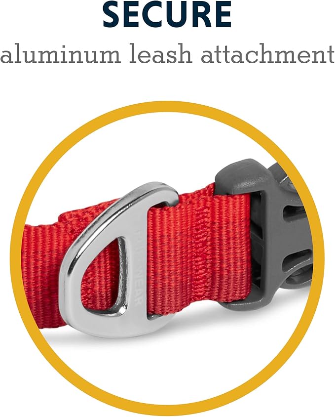 Ruffwear, Front Range Dog Collar, Adjustable Tubelok Webbing, Lightweight, Side Release Buckle, Aluminum V-Ring, Durable for Everyday Use, Red Sumac, 11"-14"