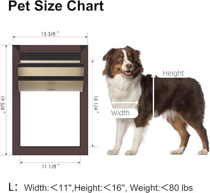 Rescumascer Large Dog Door for Door, Doggy Door with Two Sliding Lock Panels, Aluminum Doggie Door for Large Dogs up to 80lbs