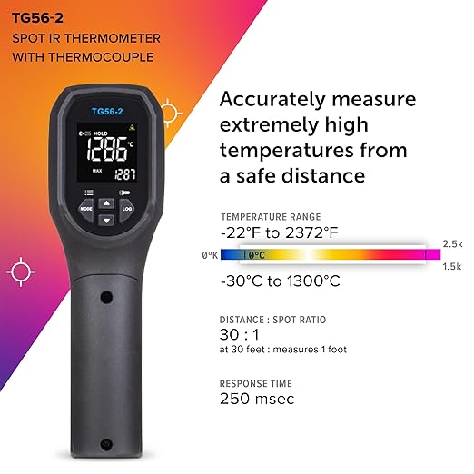 FLIR TG56-2 Infrared Spot Thermometer with Digital Readout: for Non-Contact Temperature Measurements up to 2,372 Degrees F