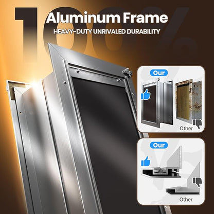 Dog Door for Wall, Medium Doggy Door, Heavy Duty Cat Pet Door, All Aluminum Frame, 2 Magnetic Flaps, Energy Efficient, Sliding Lock Panel, Easy to Install (Pets Up to 45 LB)