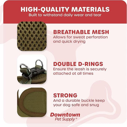 Downtown Pet Supply Step-in Dog Harness – No Pull, Adjustable Padded Mesh with Reflective Trim, Secure Buckle Strap – Comfortable & Breathable Small Dog Harness, Small, Hunter Green